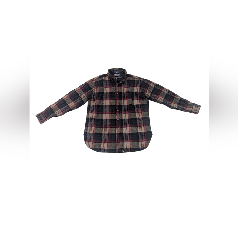 Vintage Pendleton Wool Lobo Flannel Plaid Button Down Long Sleeve Shirt - Sz L